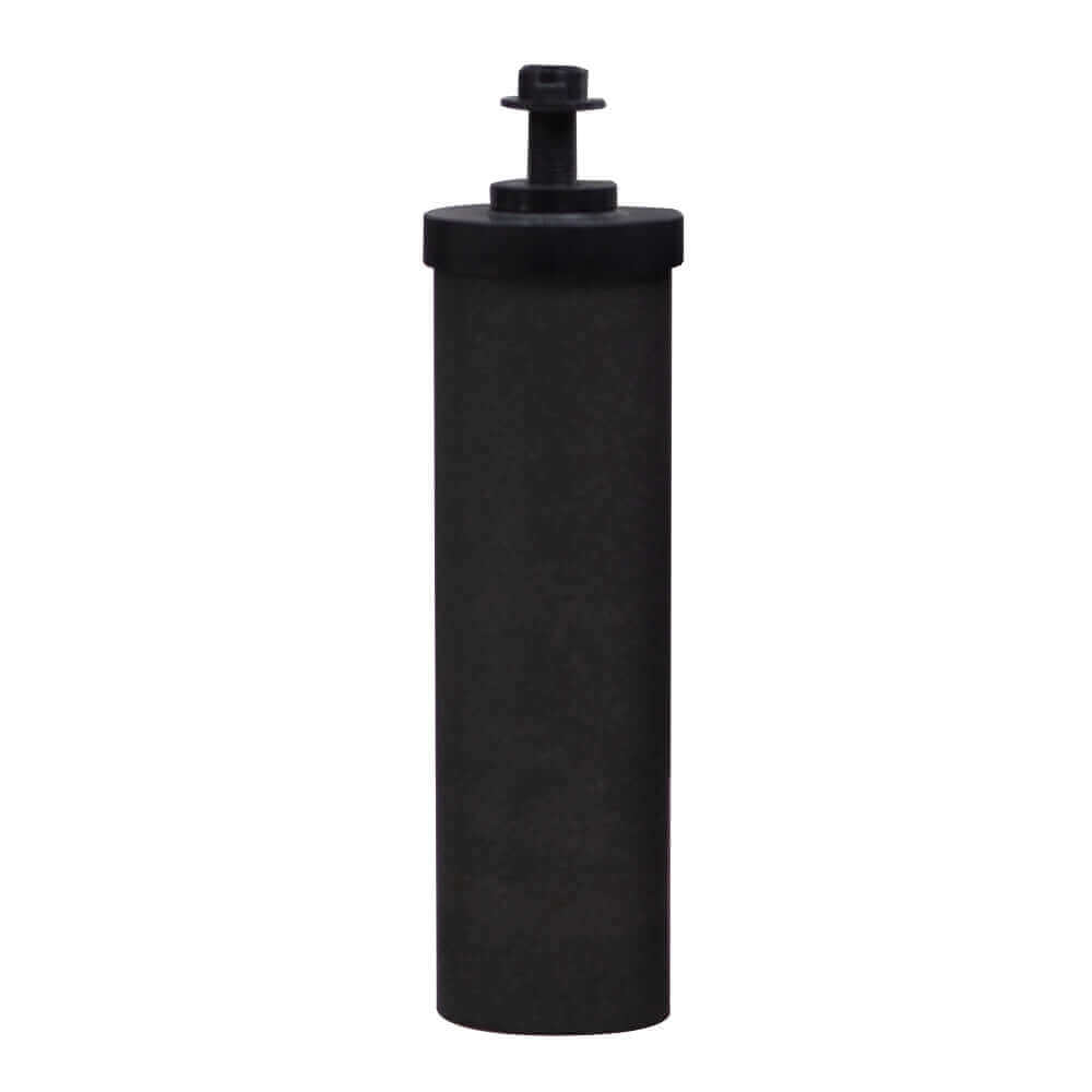 Black cylindrical filter on a white background